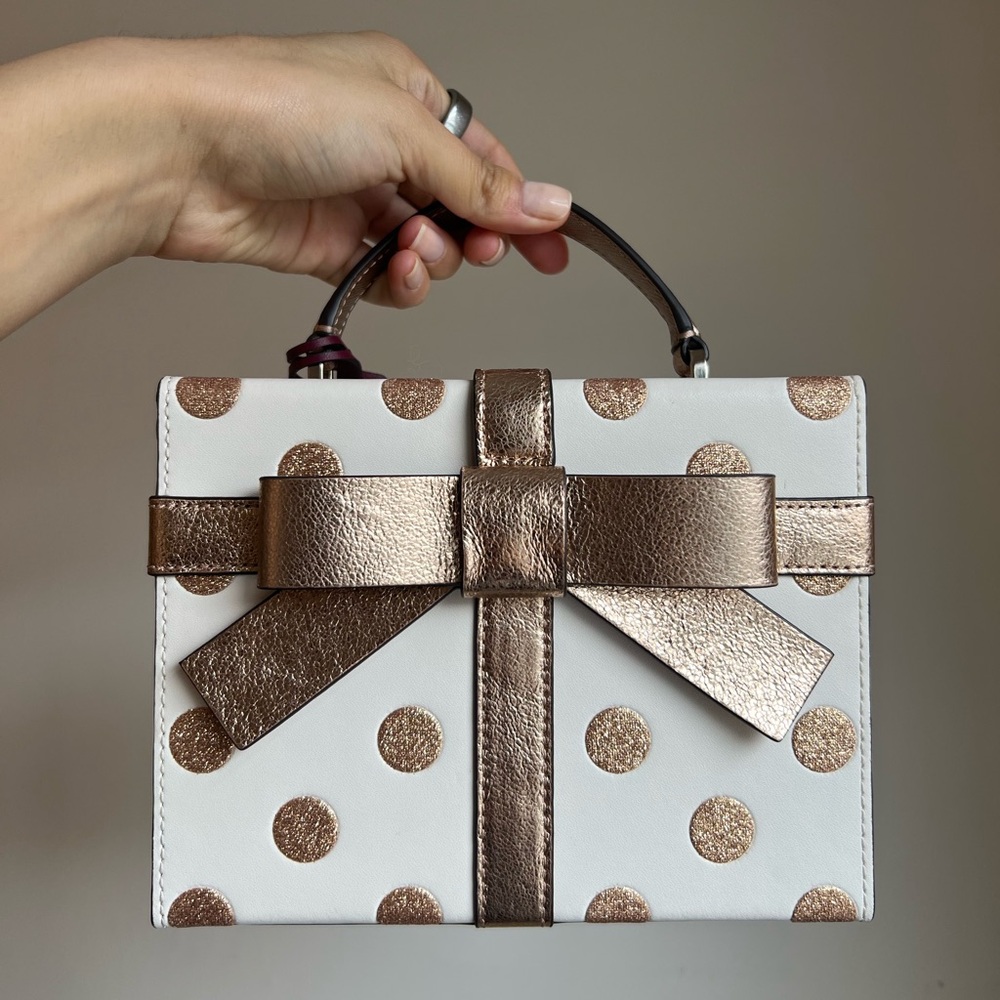 Elegant Polka Dot Handbag with Metallic Accents